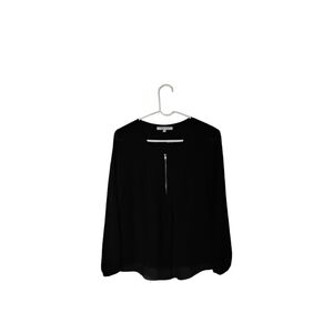 naked zebra Women's Black  Long Sleeve Scheer Dressy Crewneck Party Top Size S